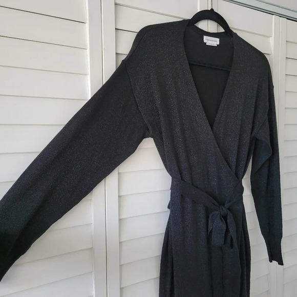 Lovers + Friends Azita Wrap Midi Dress Women M Minimalist Clubwear Goth Cocktail - Picture 4 of 13